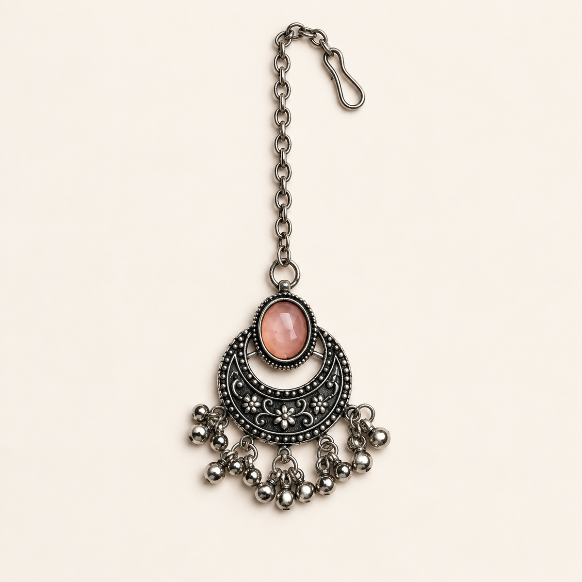 Multicolour Oval Necklace and Maang Tikka Set