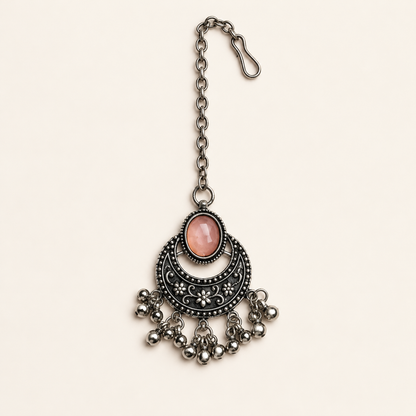 Multicolour Oval Necklace and Maang Tikka Set