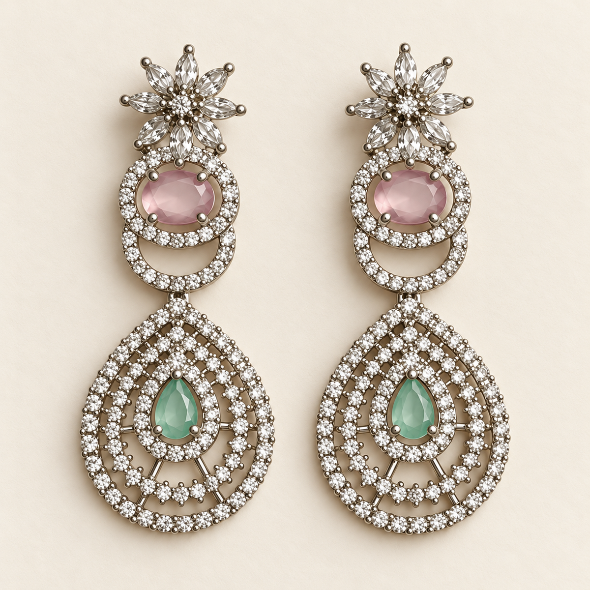 P03 matching mint and pink earrings, both earrings shown