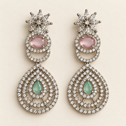 P03 matching mint and pink earrings, both earrings shown